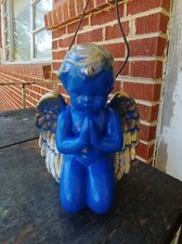 Praying Ceramic Cherub Gold And Blue Finish New Hand Painted Made In USA