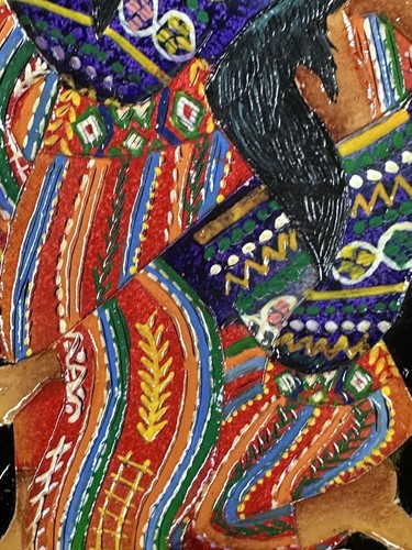 Quadro arte popolare guatemalteca fatto a mano su legno - firmato Joyabaj Guate - Foto 8 di 9