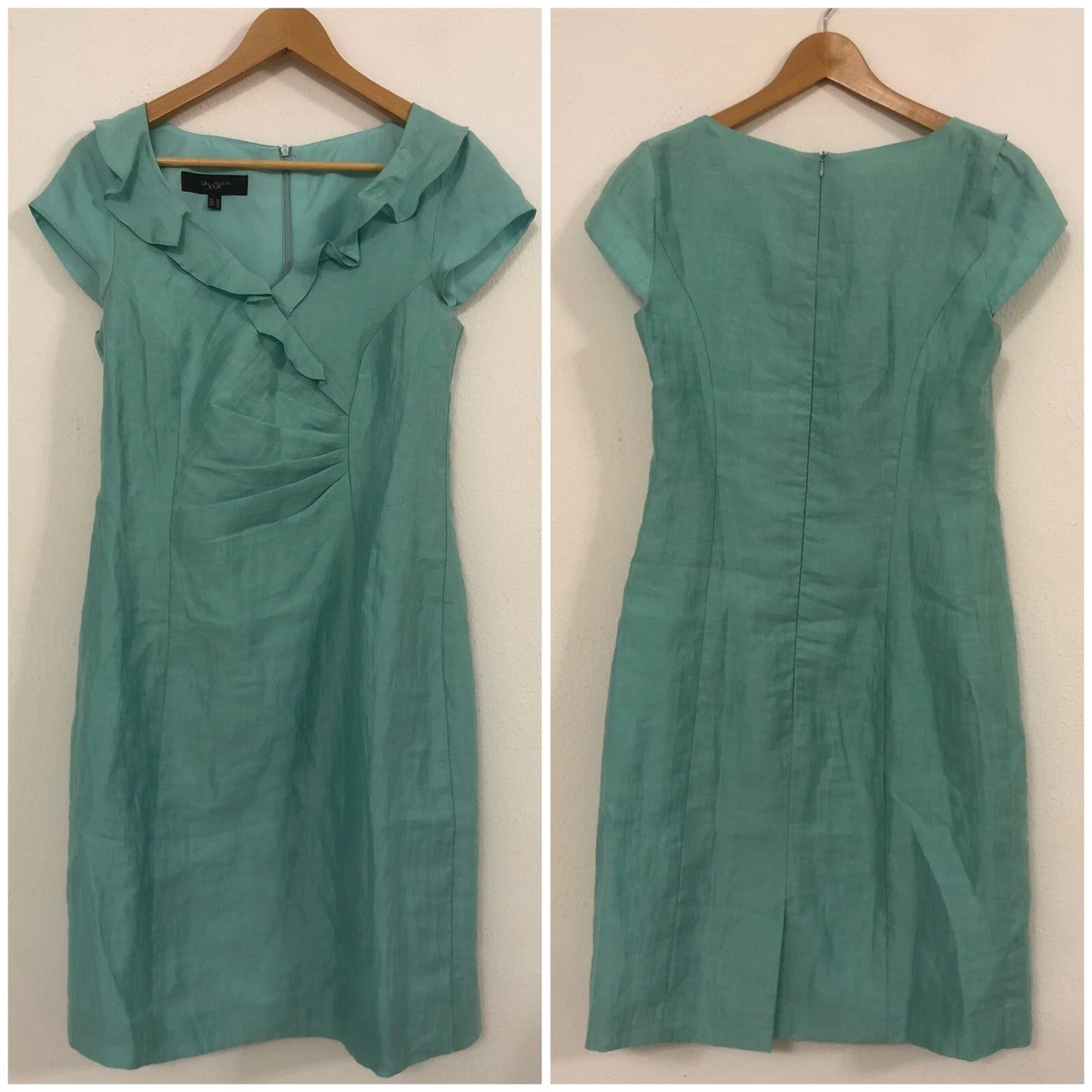 Robe Un Jour Ailleurs Taille 46 Rose - Manches Courtes, Doublée, En Lin Mixte, Occasion Très Bon état