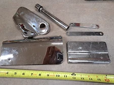 Lot of 6 Motorcycle Chrome Parts, Push Rod Tube, Covers, Brackets