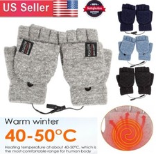 Rechargeable Winter USB Electric Heated Gloves Full  Half Finger Warmer Mitten