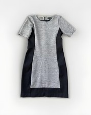 J.Crew Gray Ponte Knit Sheath Dress Size 4 Zip Short Sleeve Slimming