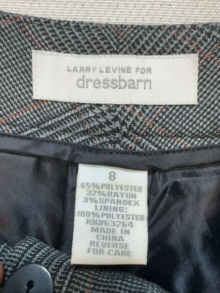 Larry Levine For Dressbarn Womens Glen Plaid Trousers Size 8 Gray Black - Imagem 2 de 4