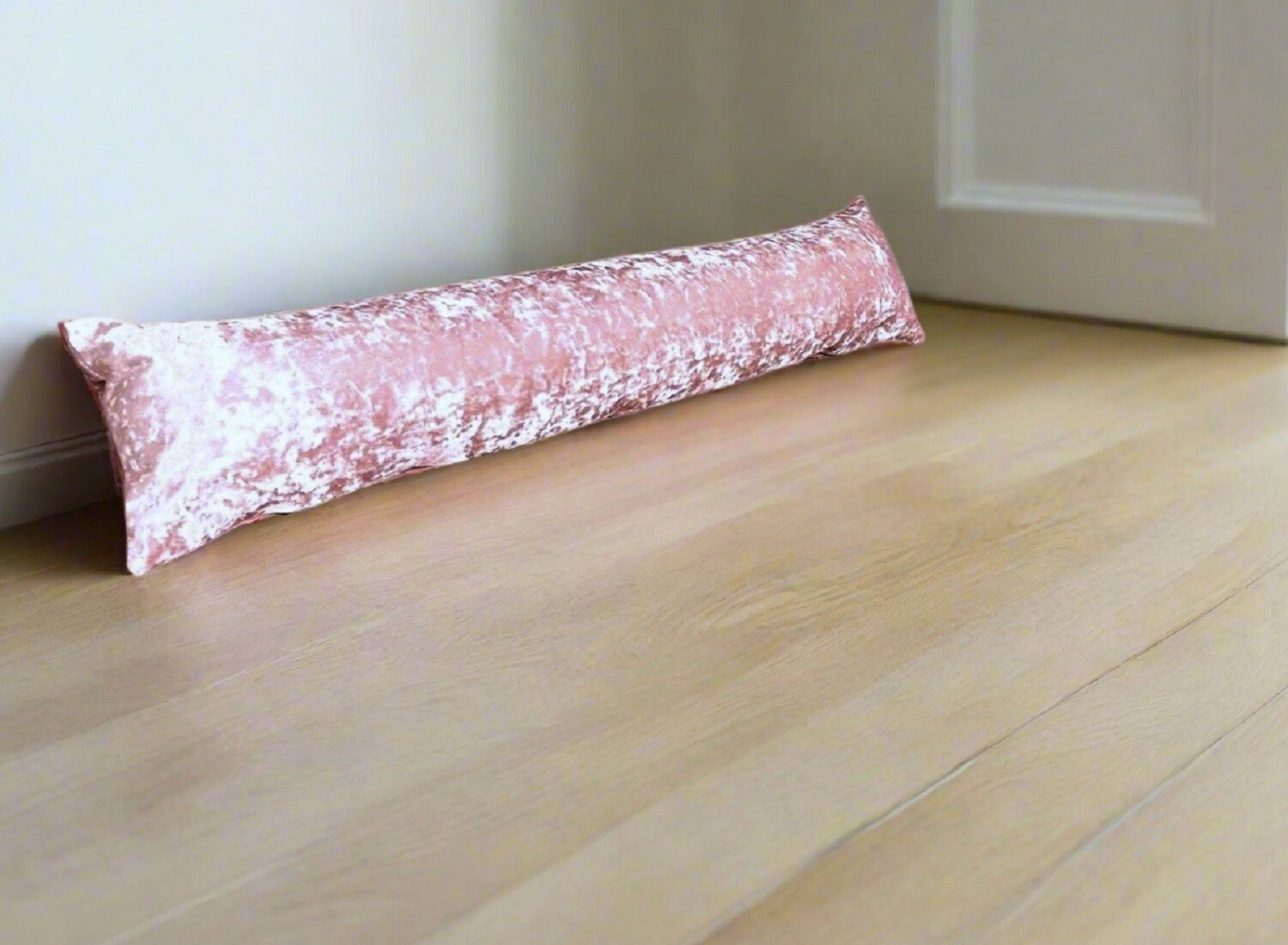 Zukeo Draught Excluder 3ft Pale Pink Soft Crushed Velvet Draft Wind Stopper