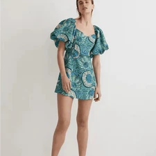 Rhode Dali Mini Dress Womens Size 2 Aquatic Bloom Green