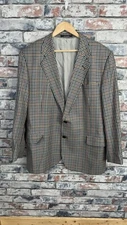 Mens Daks London Beige Bold Wool Check Vintage Blazer Jacket Size 48R