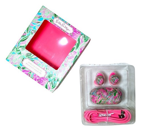 NIB Lilly Pulitzer Wireless Bluetooth Earbuds Coming In Hot Colorful Vibrant - Photo 3 sur 6