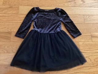 JCREW CREWCUTS 2 3 (XXS) Navy Glitter Velour & Mesh Tulle Fit & Flare Dress