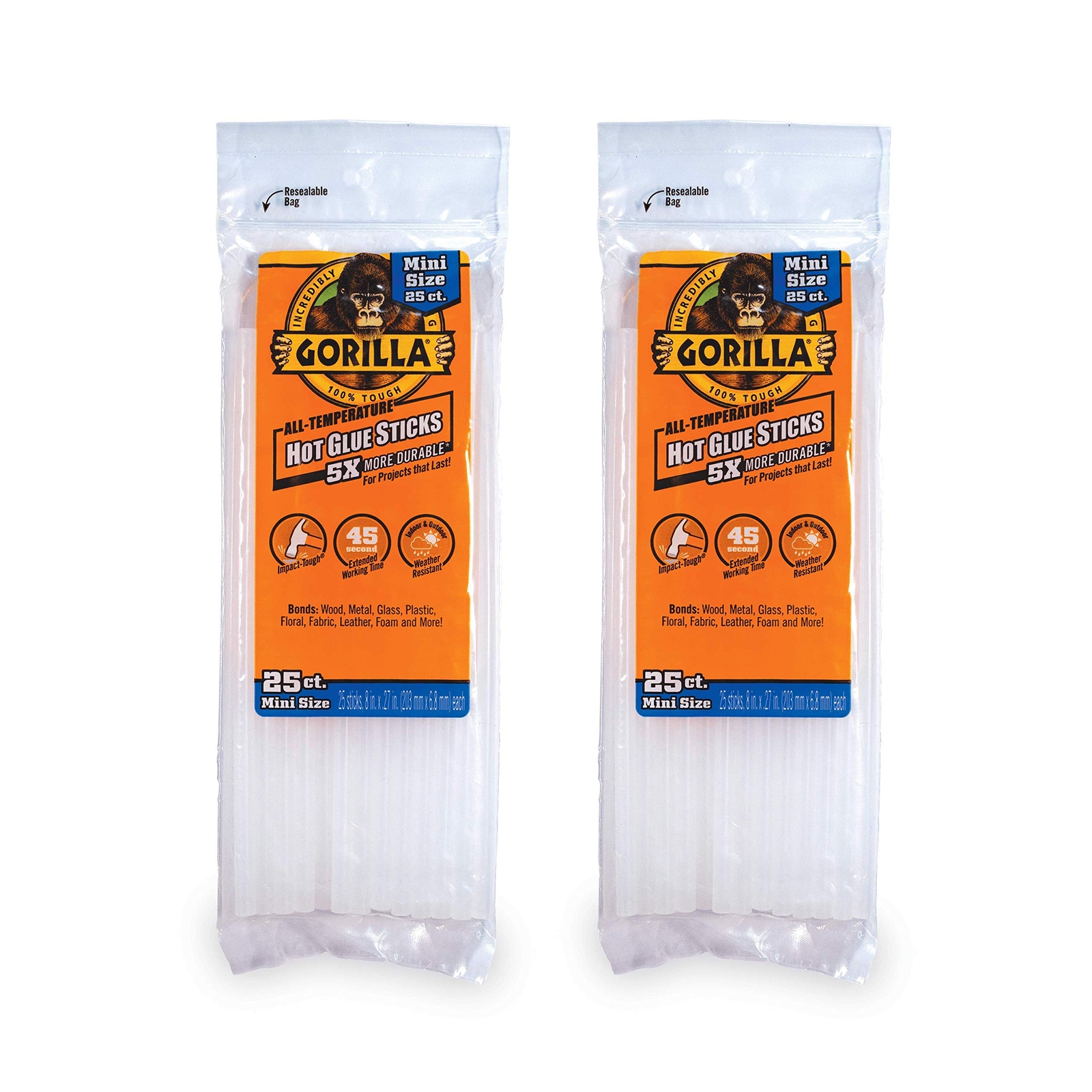 Gorilla Hot Glue Sticks, Mini Size, 8
