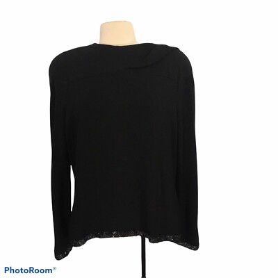Ildi Marshall Vintage Black Beaded Form Blouse, Top , Long Sleeves, size 16