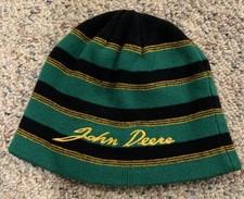 John Deere Winter Hat/Beanie, Youth, One Size, Green w/Stripes, Cotton/Acrylic