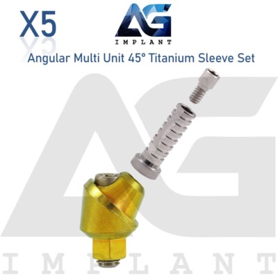 x5 Angular Multi Unit 1.6 Prosthetic System  45° Set Titanium Sleeve With Screw