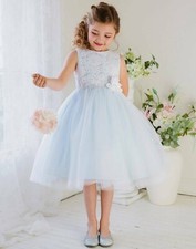 NEW Flower Girl Birthday Wedding Dress Easter Special occasion tutu lace blue 10