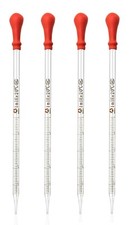 4Pk 1ml Glass Graduated Dropper Pipettes Lab Dropper with Red Rubber Cap Scale