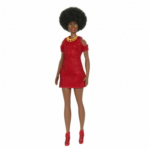 NEW Barbie Fashionistas Doll With Natural Black Hair Red Dress 65th Anniversary - Picture 3 of 4