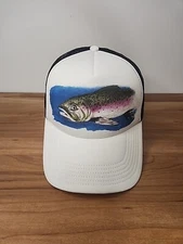 Lauren Tyson Artist Rainbow Trout Snapback Mesh Hat. Fishing, Fly Fishing Cap