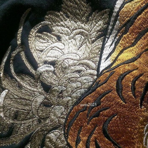 Mens Jacket Hoodie Japanese Pattern Embroidery Tiger Hooded Sweatshirt Flower - Picture 16 of 17