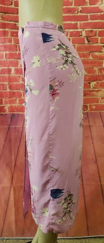 Falda midi para mujer Catherine estilo envolvente seda púrpura floral talla M Foto 4 de 4