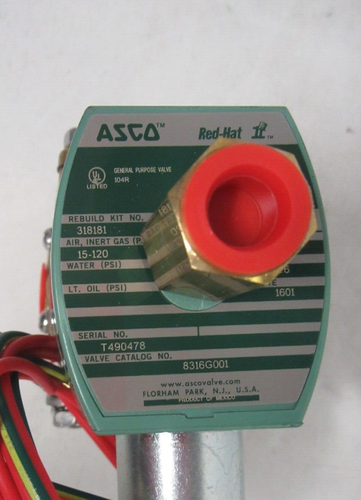 NEW ASCO 8316G001 RED Hat Solenoid Valve 24 VDC 1/4" NPT 15-120 PSI - Picture 6 of 8