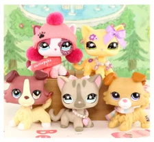 5lot lps Pink Blond Grey Shorthair Cat Brown Collie lps Toys Kids Gift Collect