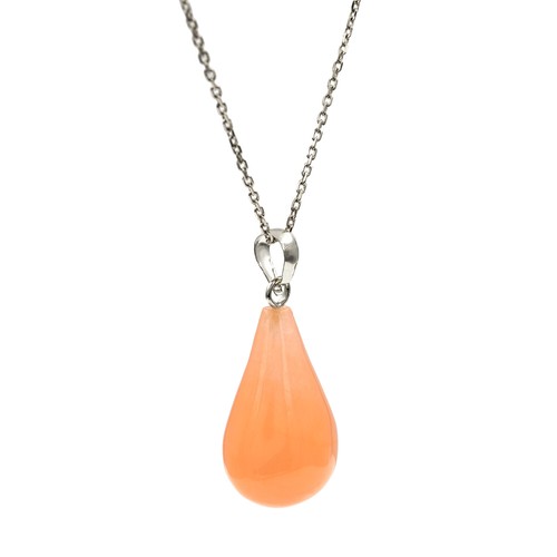 Colgante con Ágata Natural Naranja y Oro Blanco de Ley 18k - Imagen 4 de 5