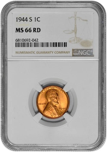 1944 S 1c Lincoln Wheat Cent NGC Graded MS 66 RD in New Holder