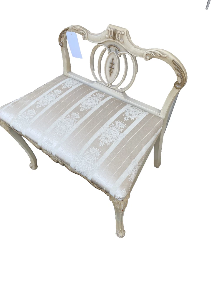 Taburete de banco de tocador blanco Decorator 66296 Foto 3 de 4