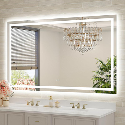60''x36'' LED Bathroom Mirror, Dimmable, Anti-Fog, Multiple Light Modes