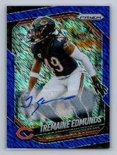 TREMAINE EDMUNDS 2025 PANINI PRIZM AUTOGRAPH BLUE SHIMMER FOTL AUTO #/25 BEARS