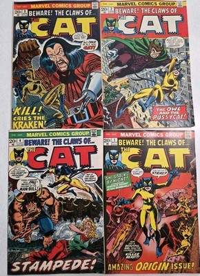 BEWARE! THE CLAWS OF... THE CAT Bronze Age Lot (4) #1-4 NM- VF 1973 High Grade 