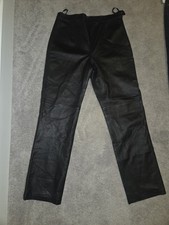 CLIO Black Leather Women's Pants 12 Lined w/Side Zipper Flat Front
