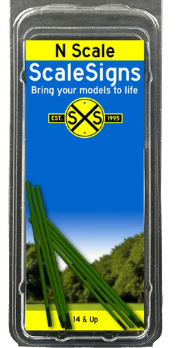 Postes de letrero redondos verdes escala N ScaleSigns.com 11001 (8) piezas | Condition: New