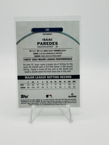 2025 Topps Finest #182 Isaac Paredes Uncommon Houston Astros - Picture 2 of 2