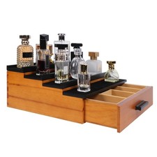 Cologne Organizer for Men  4 Tier Wood Perfume Display Stand with Velvet Linin...