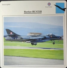 Hawker Hunter Jet Plane Picture Original Vtg Info Aircraft Collector Card  