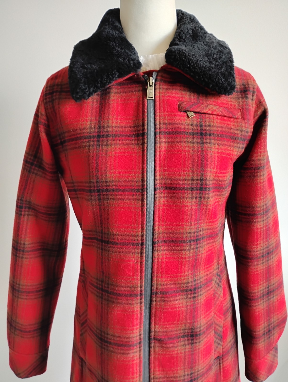Pendleton Wool Blend Shearling Collar Red Black P… - image 4