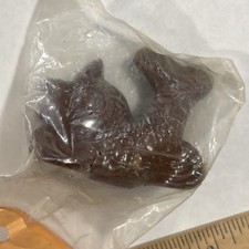 Vintage Macrame Bead, Ceramic Glazed Brown Fish, 2.5", NOS