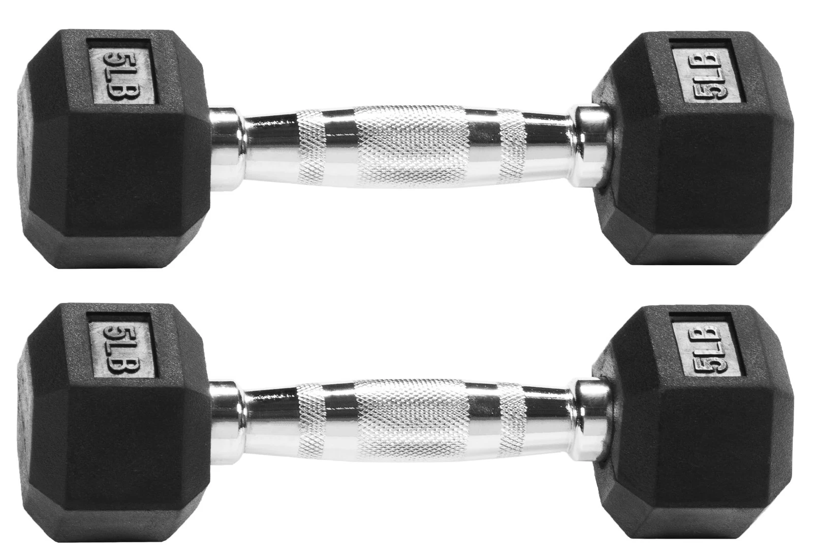 Fitvids Rubber Encased Exercise & Fitness Hex Dumbbell, Hand Weights with Ant...