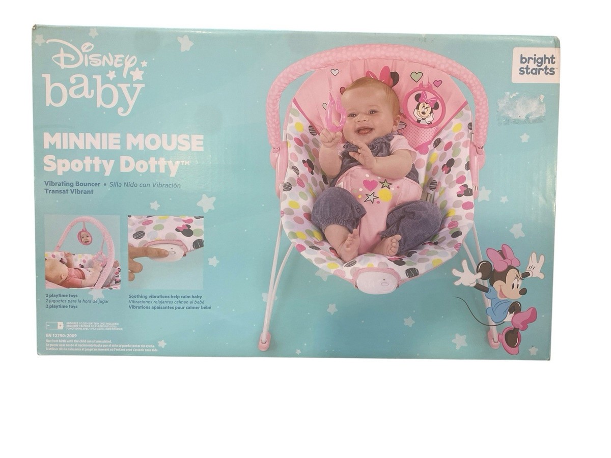 Disney Baby Bright Starts Minnie Mouse Spotty Dotty Vibrating Baby Bouncer Pink Disney Baby Bright Starts Minnie Mouse Spotty Dotty Vibrating Baby Bouncer Pink