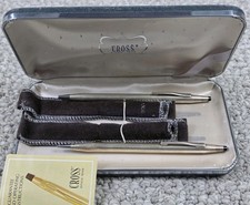 Vintage Cross Sterling Silver Ballpoint Pen Mechanical Pencil Set in Case