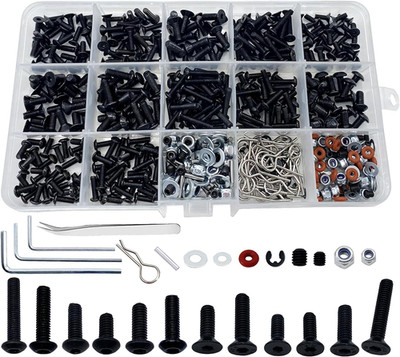 520Pcs RC Screw Kit for Traxxas, Axial, Arrma, Redcat, HPI   M3 M4 Washers & Nut