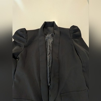 Unbranded Black Puff Sleeve Shawl Collar Open Front Blazer Jacket Womens Medium