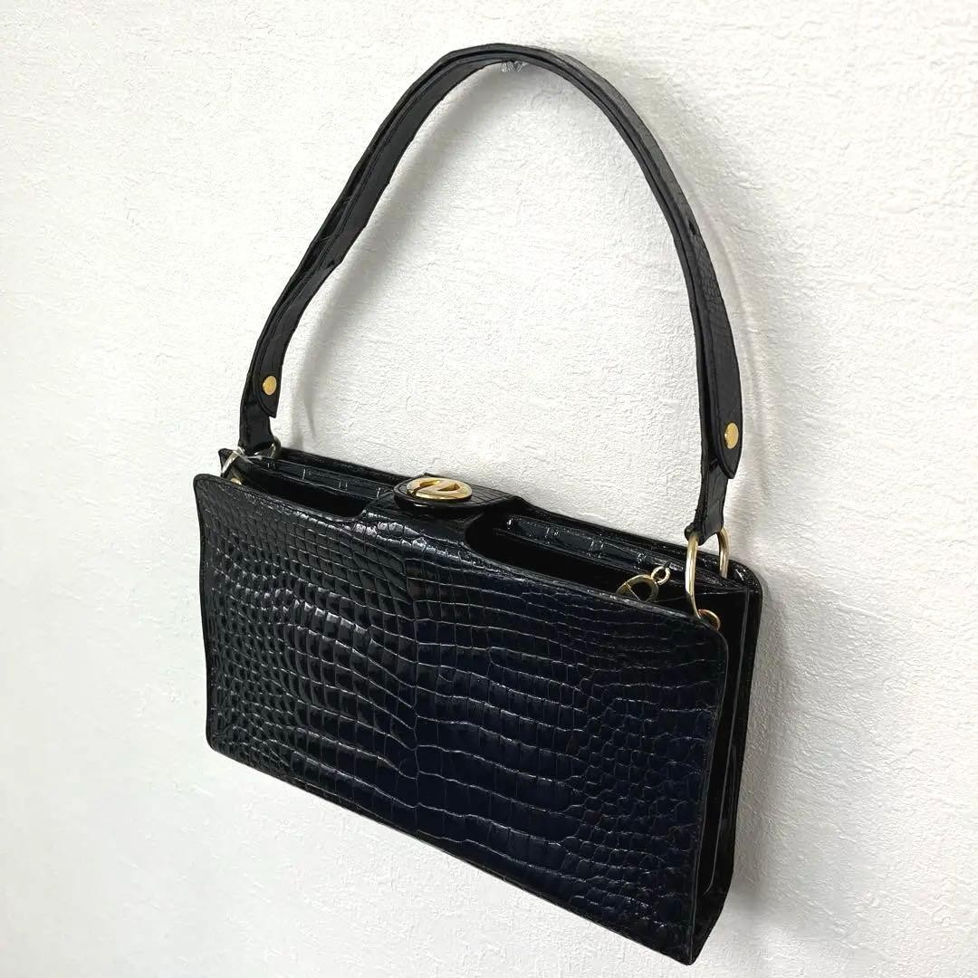 Borsa Christian Dior coccodrillo nera rara borsa donna vintage classica