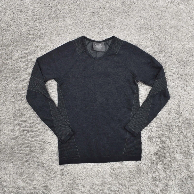 athleta basic long sleeve solid round neck regular shirt