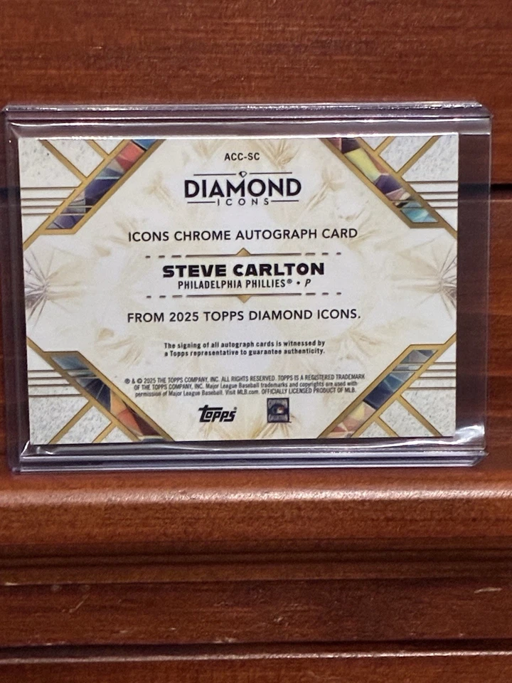 2025 Topps Diamond Icons Iconic Chrome Auto 23/25 Steve Carlton #ACC-SC-Phillies Foto 4 de 4
