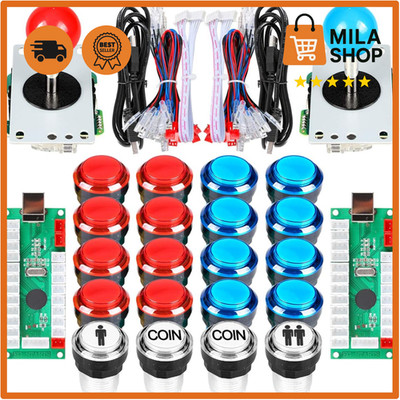 Arcade Schrank Teile 2x 8 Wege Joystick 16x LED Push Button Mame Jamma DIY Set