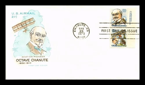 DR JIM STAMPS US COVER OCTAVE CHANUTE 21C AIR MAIL FDC COMBO HF CACHET