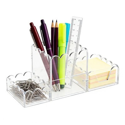 Acrylic Desk Organizer Set of 3,Magnetic Modular Pen Holder with Sticky Note ...