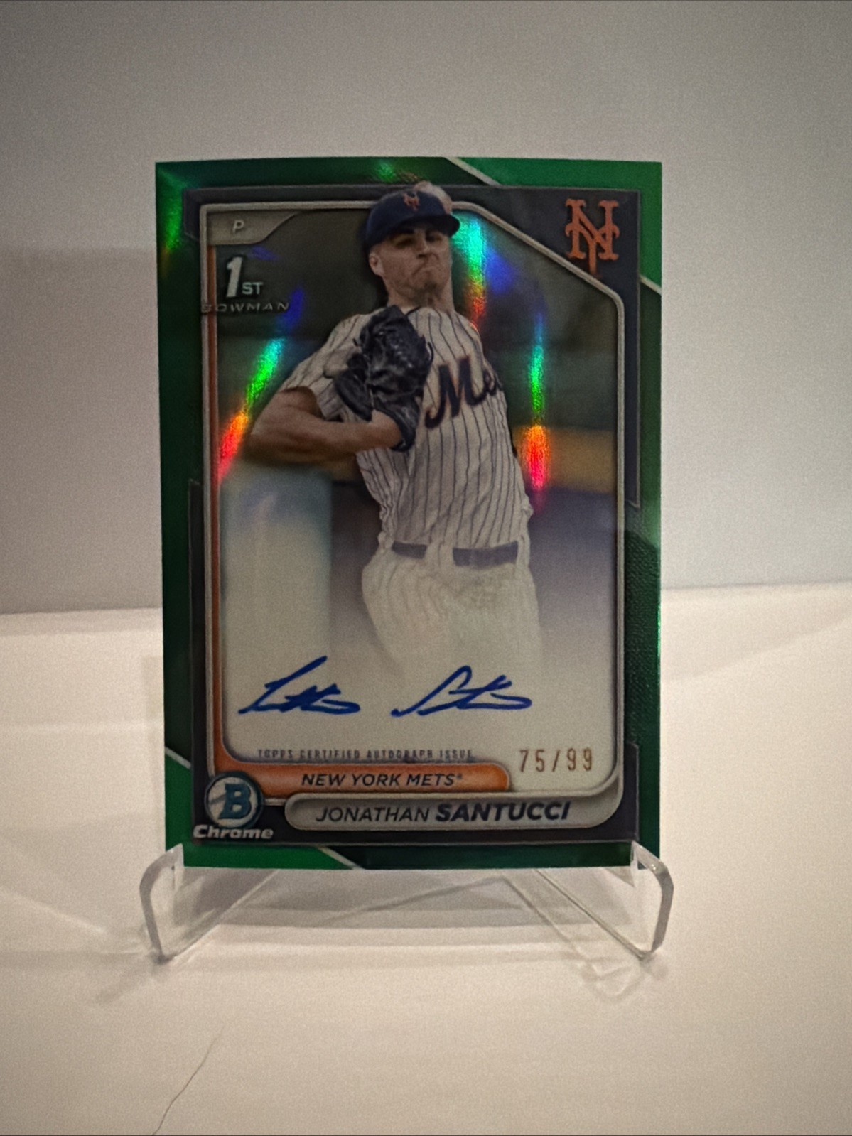2024 Bowman Draft Jonathan Santucci Chrome Auto Green Refractor 1st 75/99