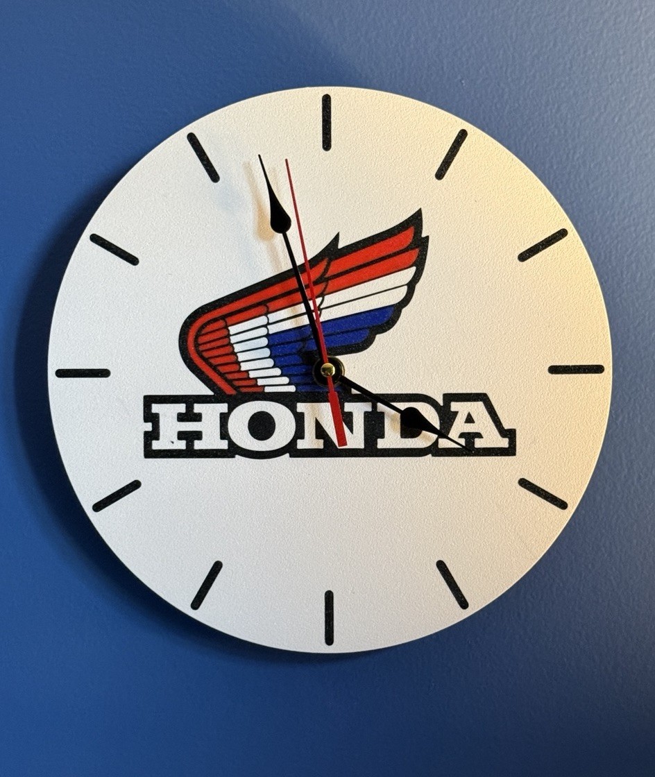 Vintage Style Honda Powersports Wall Clock - Mid 80s Retro Design. 3D Printed